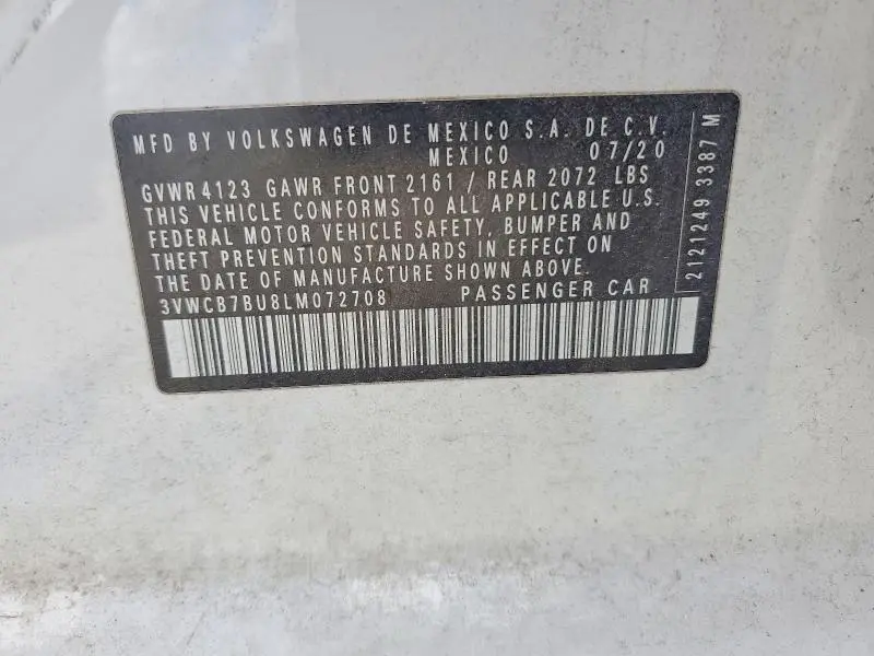 2020 VOLKSWAGEN JETTA S  