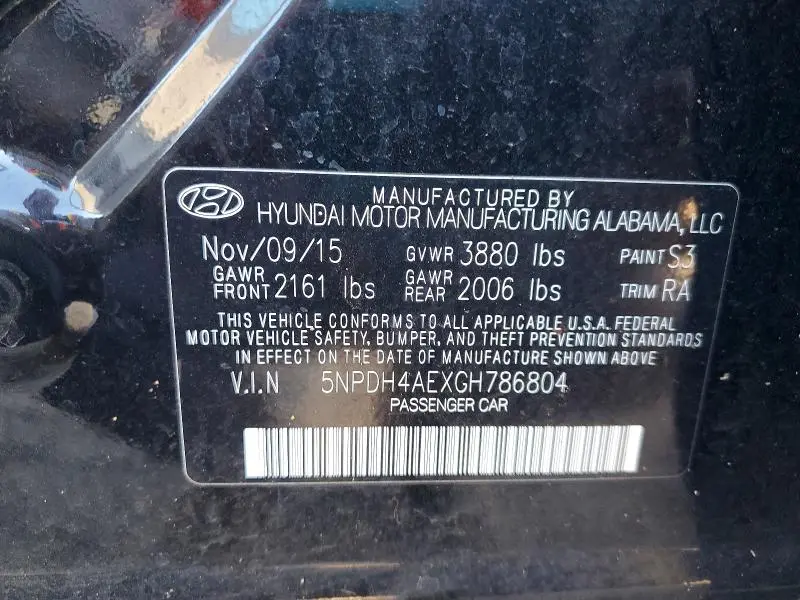 2016 HYUNDAI ELANTRA LIMITED  