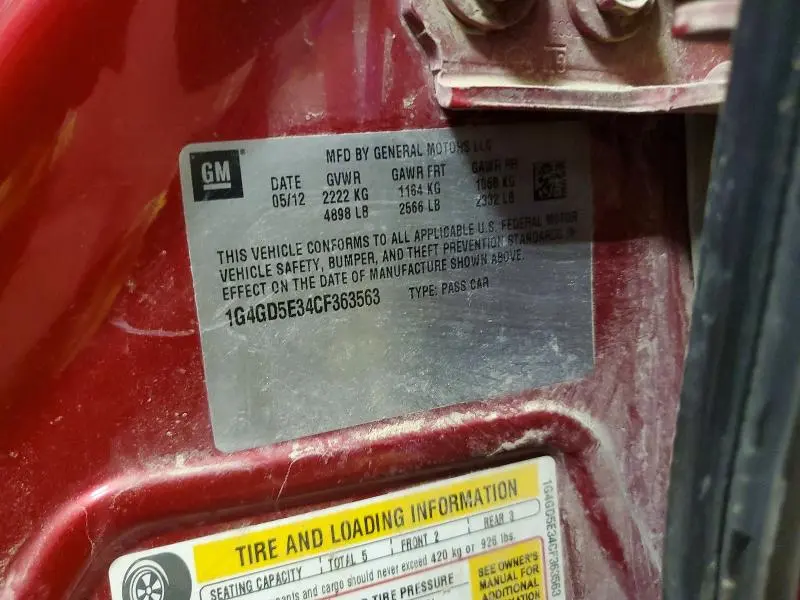 2012 BUICK LACROSSE PREMIUM  