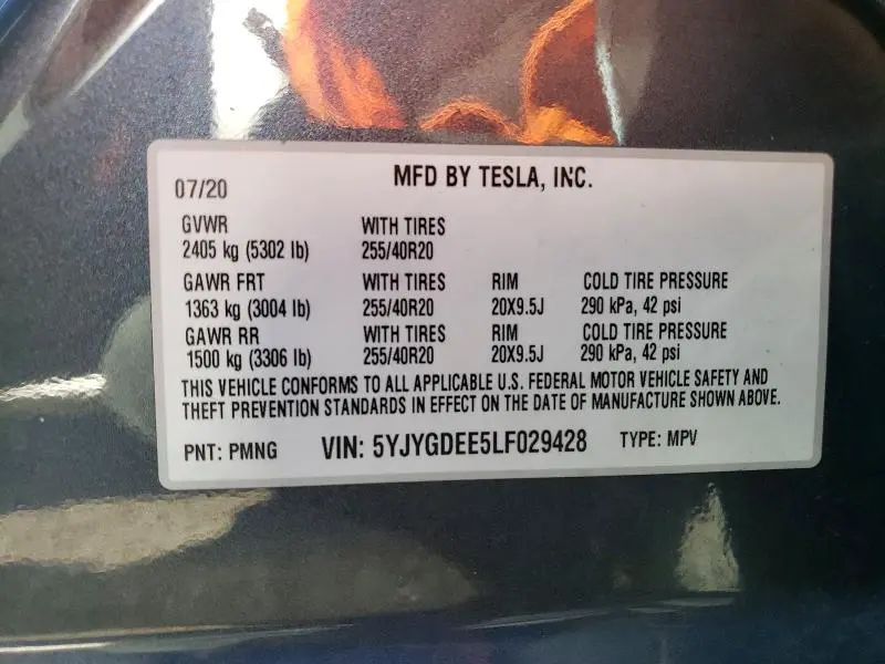 2020 TESLA MODEL Y   