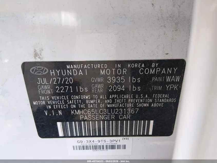 2020 HYUNDAI IONIQ HYBRID BLUE