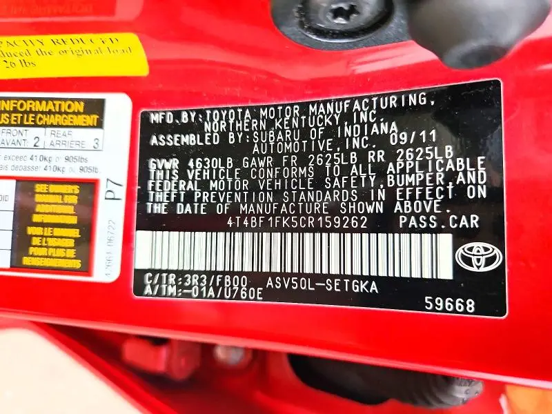 2012 TOYOTA CAMRY BASE  