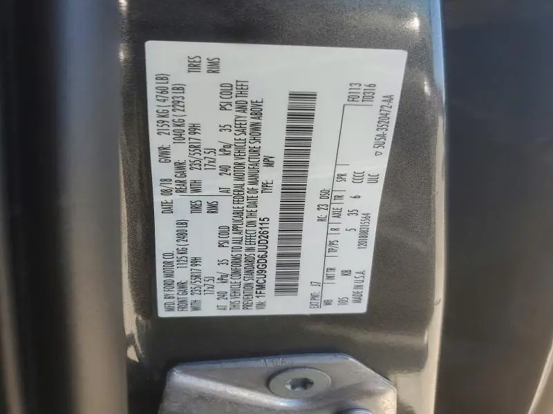 2018 FORD ESCAPE SE  
