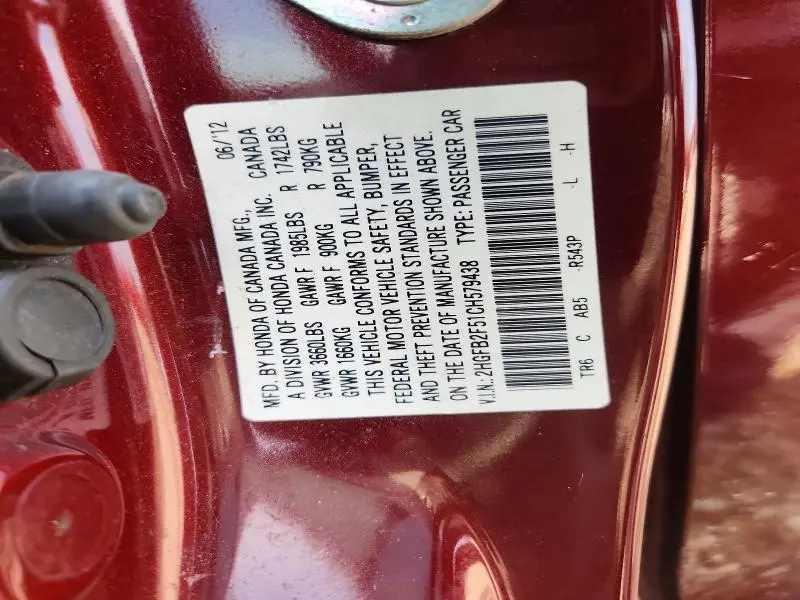 2012 HONDA CIVIC LX  
