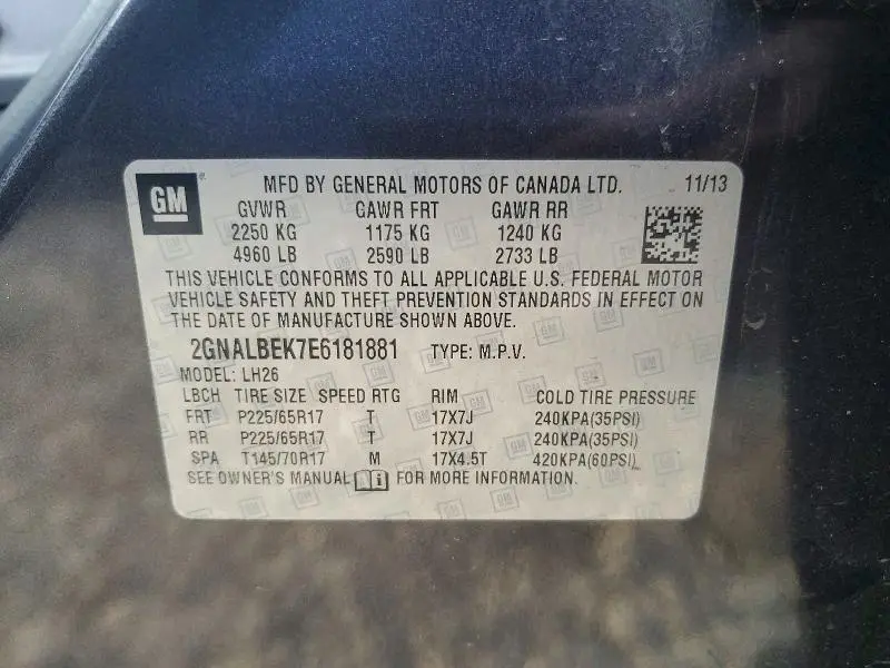 2014 CHEVROLET EQUINOX LT  