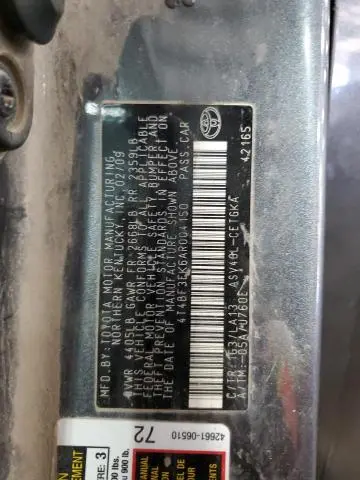 2010 TOYOTA CAMRY BASE  