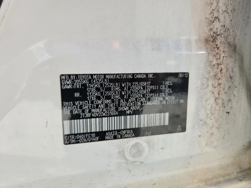 2012 TOYOTA RAV4 BASE  