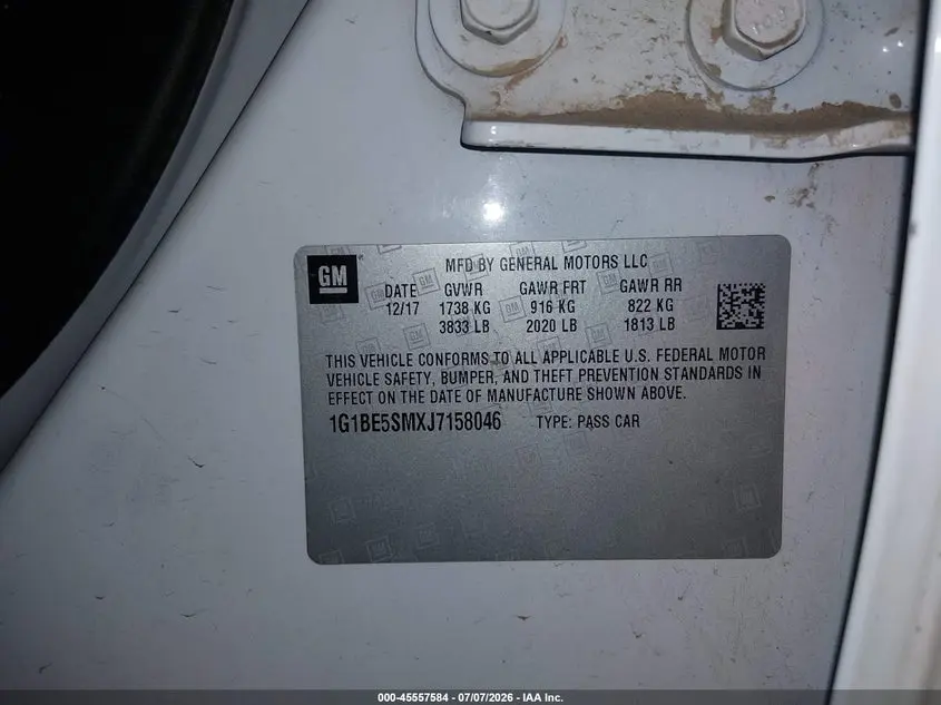 2018 CHEVROLET CRUZE LT AUTO