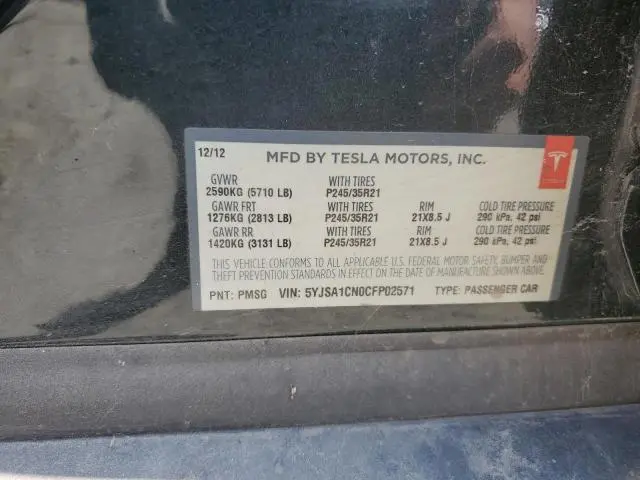 2012 TESLA MODEL S   