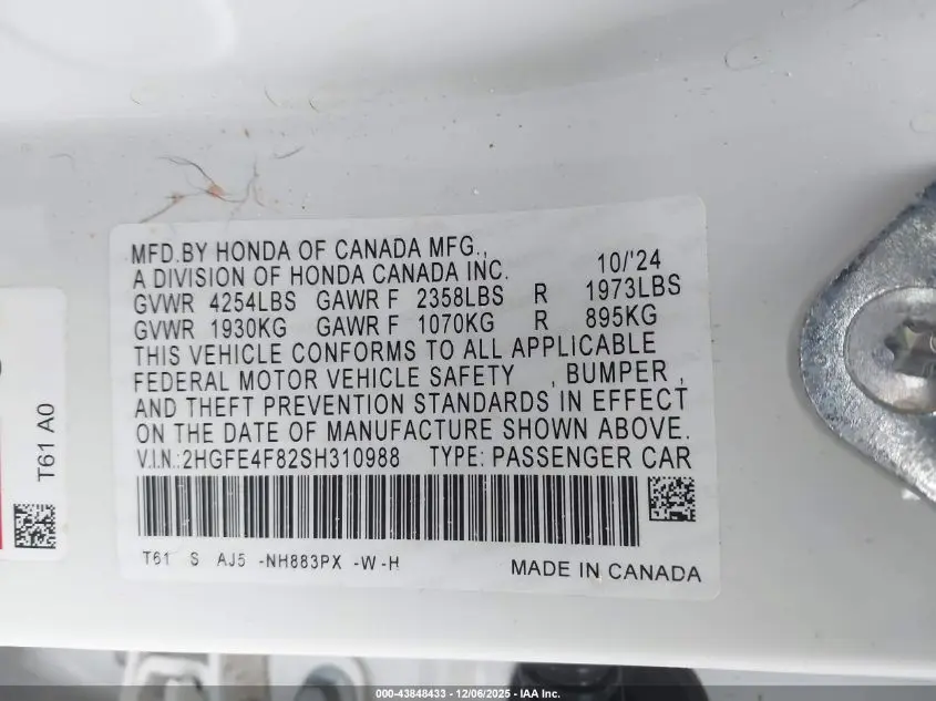 2025 HONDA CIVIC HYBRID SPORT/SPORT TOURING