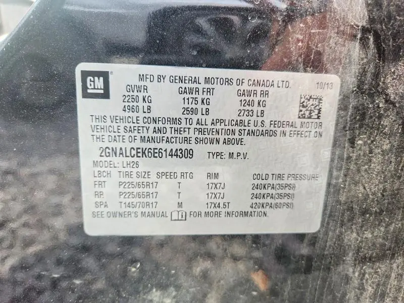 2014 CHEVROLET EQUINOX LT  