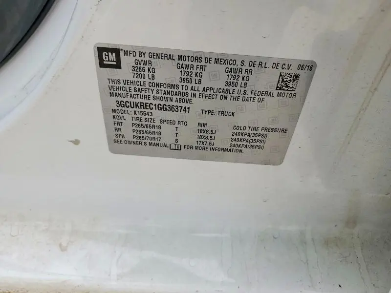 2016 CHEVROLET SILVERADO K1500 LT  