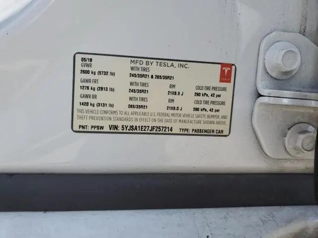2018 TESLA MODEL S   