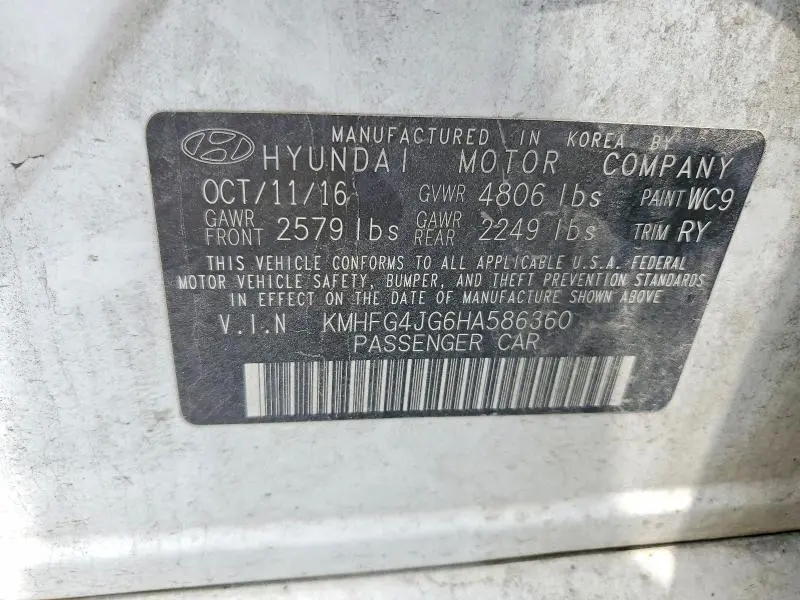 2017 HYUNDAI AZERA BASE  