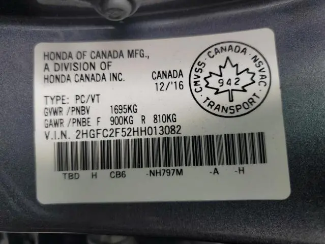 2017 HONDA CIVIC LX  