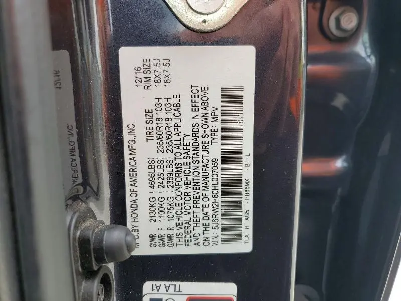 2017 HONDA CR-V EXL  