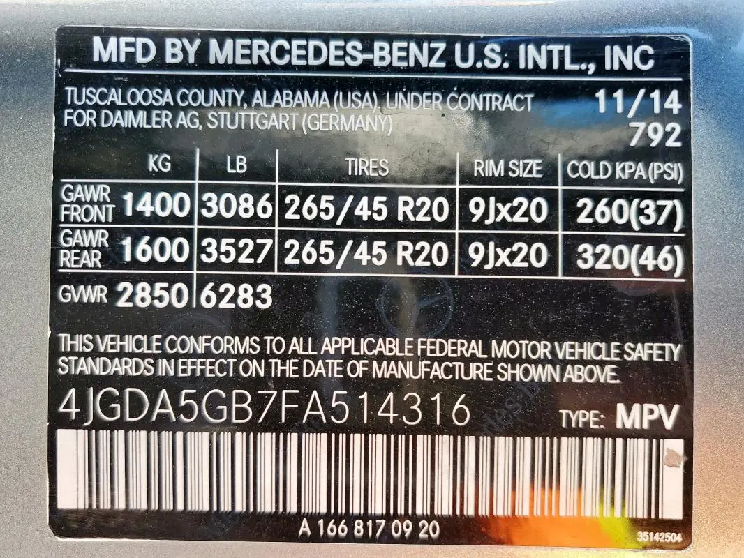 2015 MERCEDES-BENZ ML 400 4MATIC  