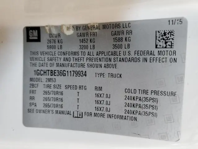 2016 CHEVROLET COLORADO