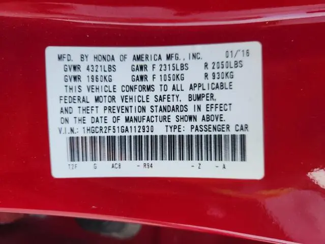 2016 HONDA ACCORD SPORT  