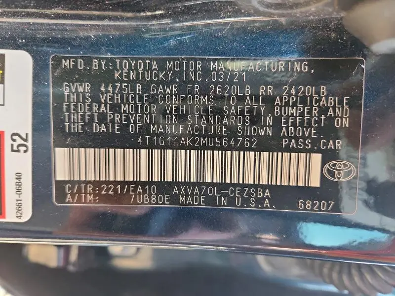 2021 TOYOTA CAMRY SE  