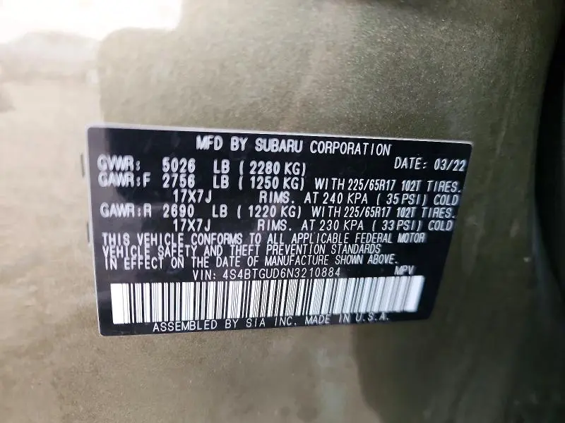 2022 SUBARU OUTBACK WILDERNESS  