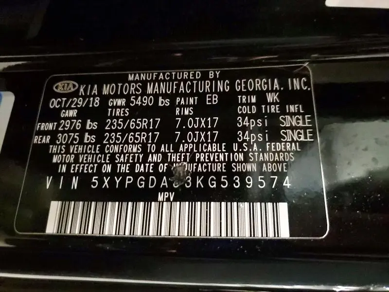 2019 KIA SORENTO LX  