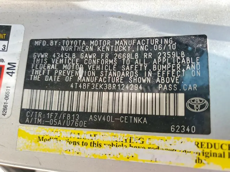 2011 TOYOTA CAMRY BASE  