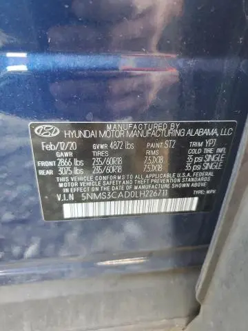 2020 HYUNDAI SANTA FE SEL  