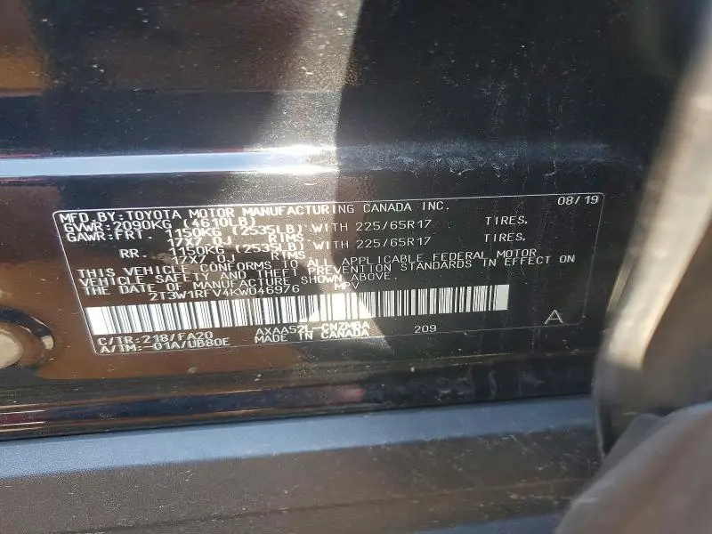 2019 TOYOTA RAV4 XLE  
