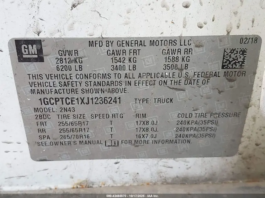 2018 CHEVROLET COLORADO LT