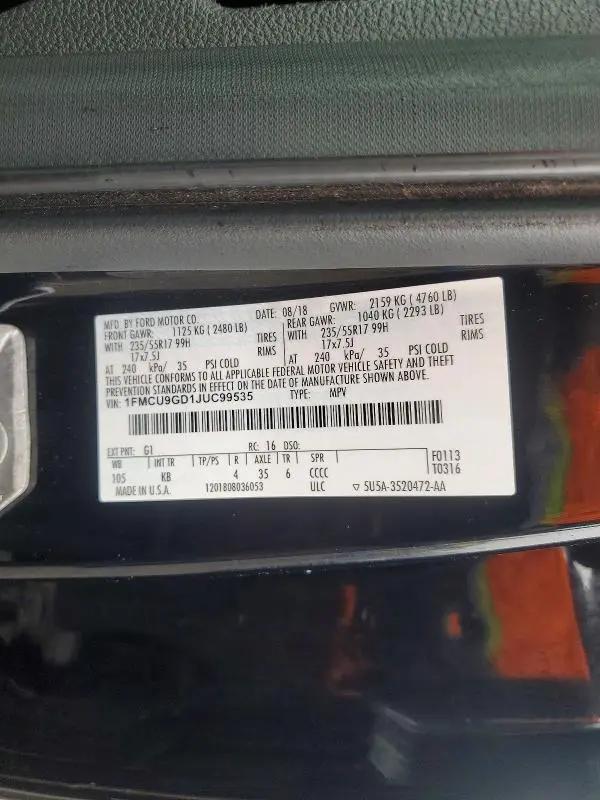 2018 FORD ESCAPE SE  