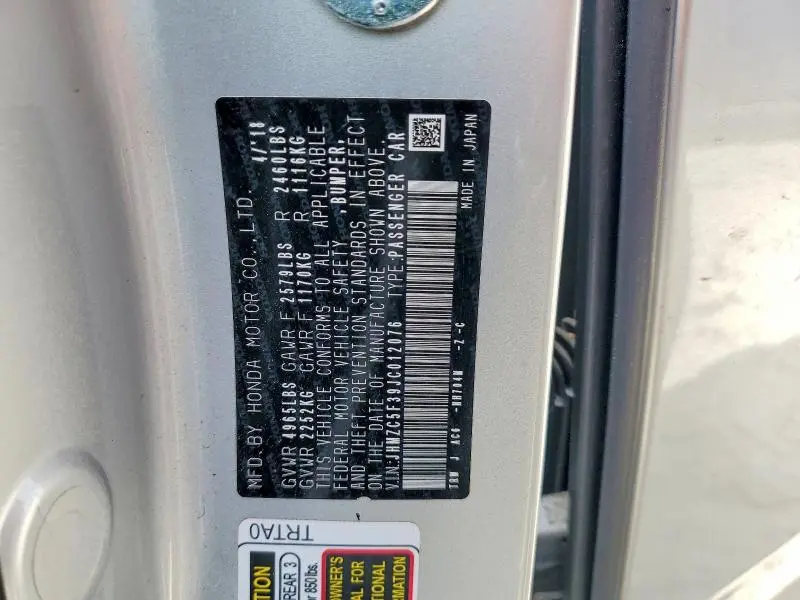 2018 HONDA CLARITY TOURING  