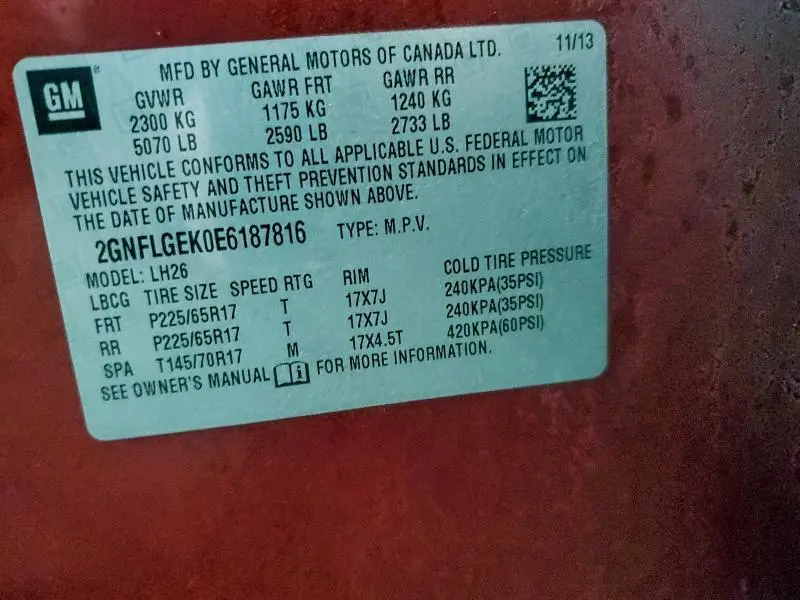 2014 CHEVROLET EQUINOX LT  