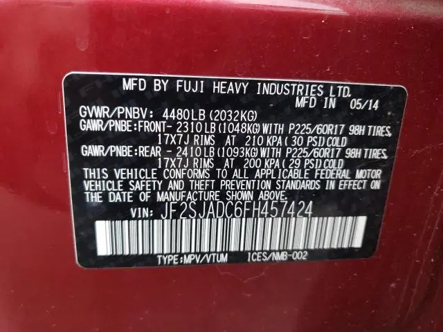 2015 SUBARU FORESTER 2.5I PREMIUM  