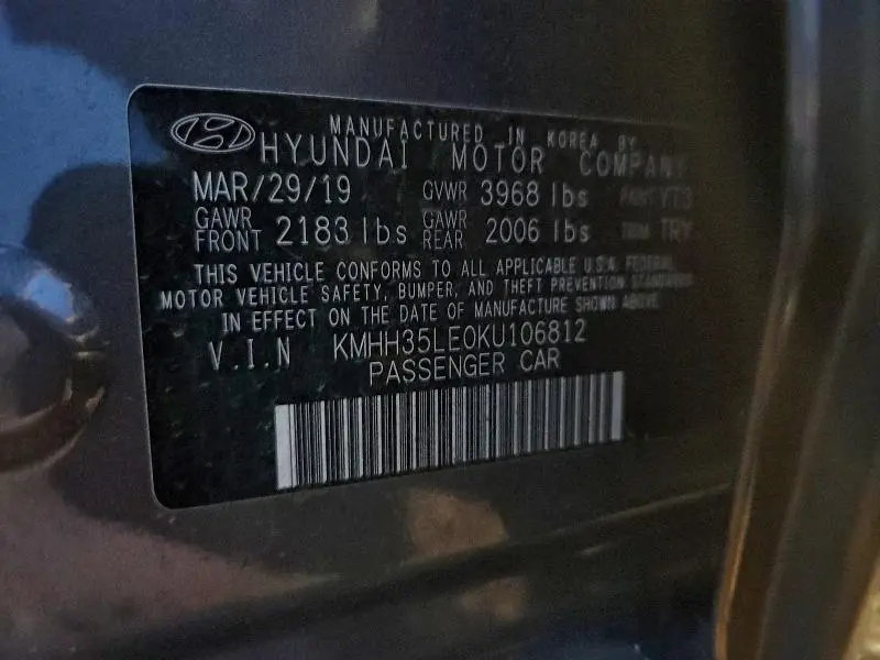 2019 HYUNDAI ELANTRA GT   