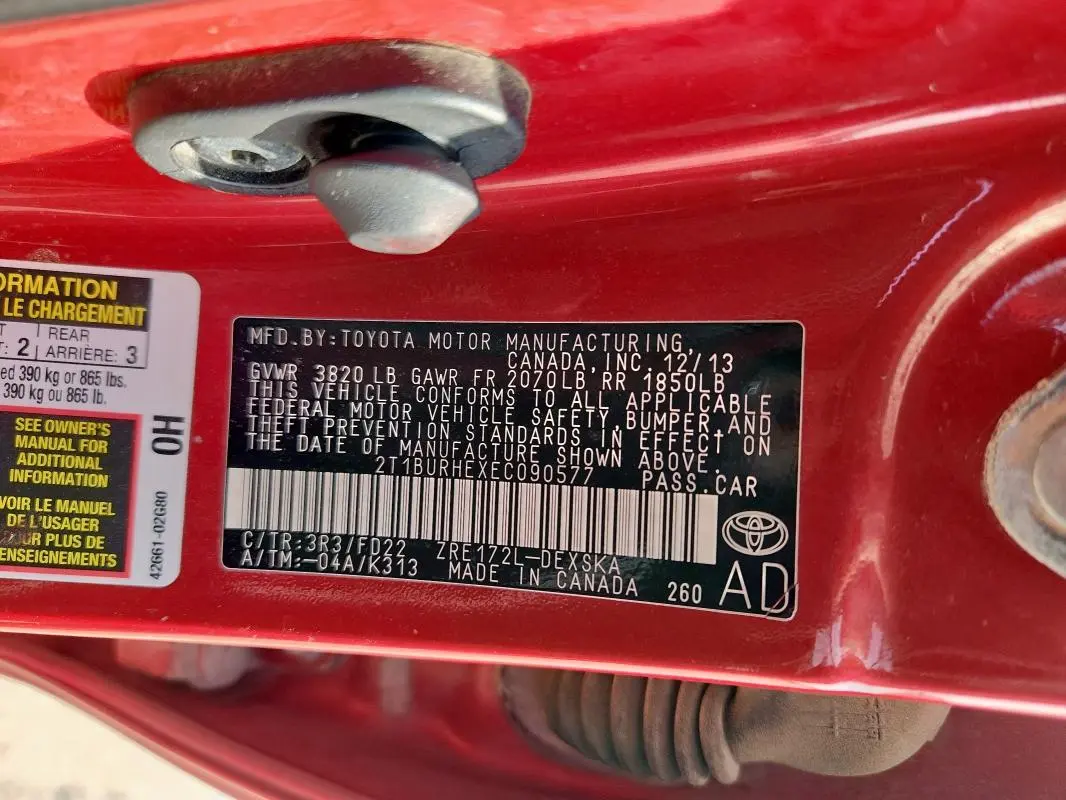 2014 TOYOTA COROLLA L  