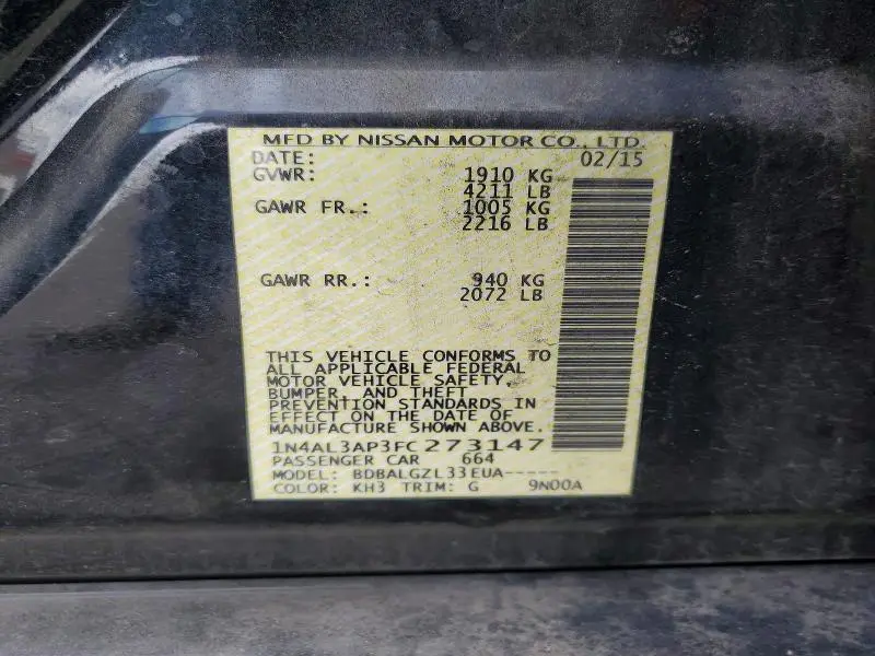 2015 NISSAN ALTIMA 2.5  