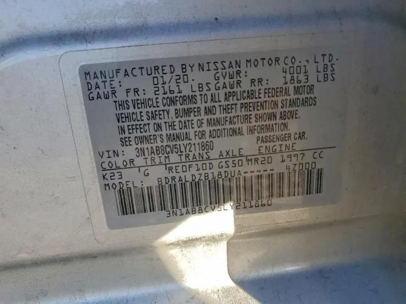 2020 NISSAN SENTRA SV  