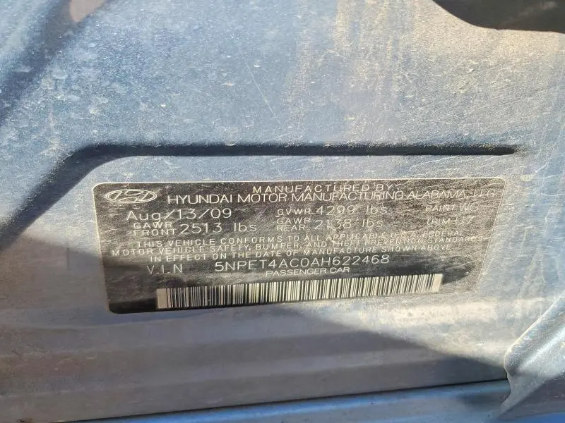 2010 HYUNDAI SONATA GLS  