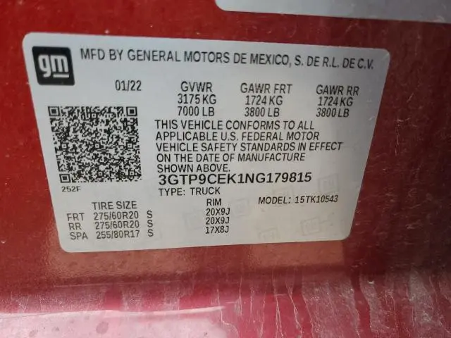 2022 GMC SIERRA LIMITED K1500 ELEVATION  