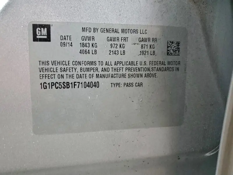 2015 CHEVROLET CRUZE LT  