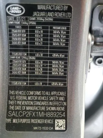 2021 LAND ROVER DISCOVERY SPORT SE  