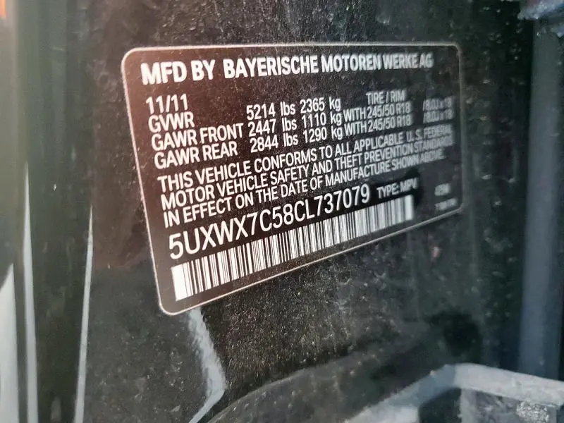 2012 BMW X3 XDRIVE35I  