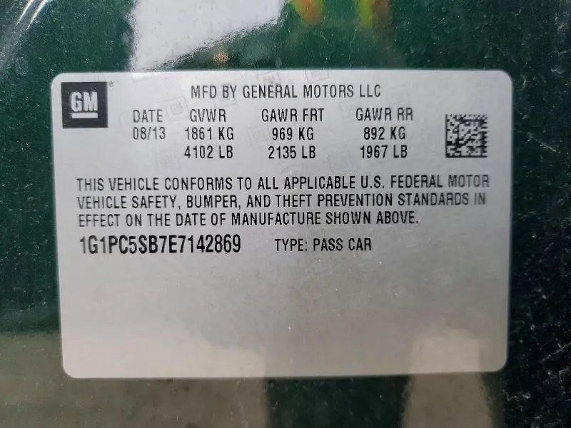 2014 CHEVROLET CRUZE LT  