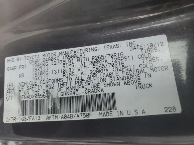 2013 TOYOTA TACOMA   