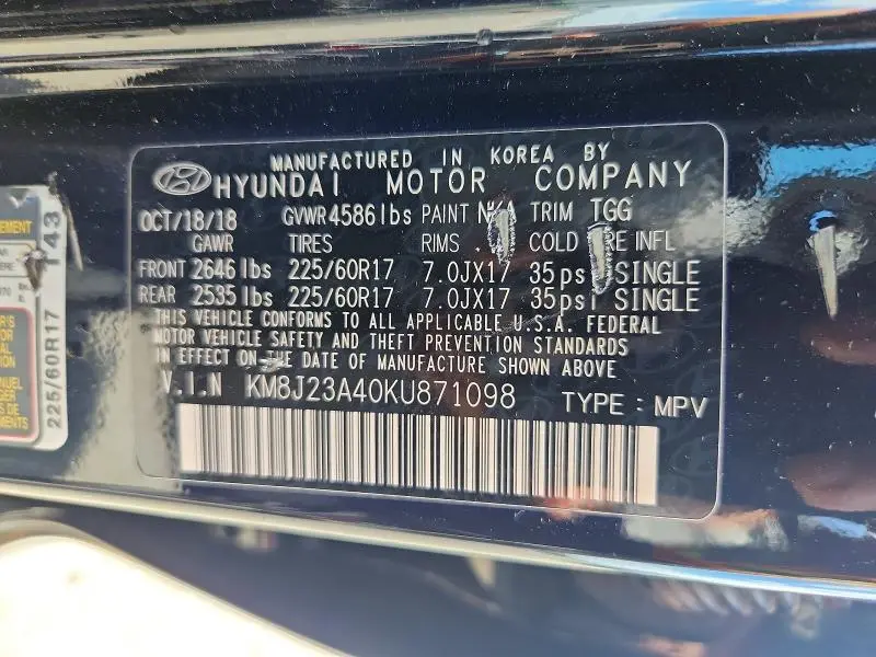 2019 HYUNDAI TUCSON SE  