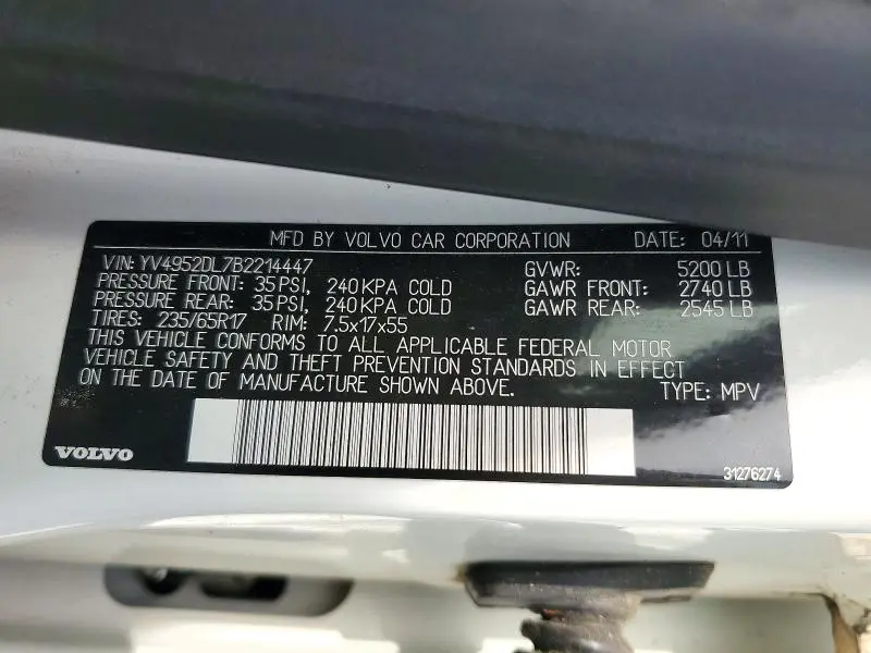 2011 VOLVO XC60 3.2  