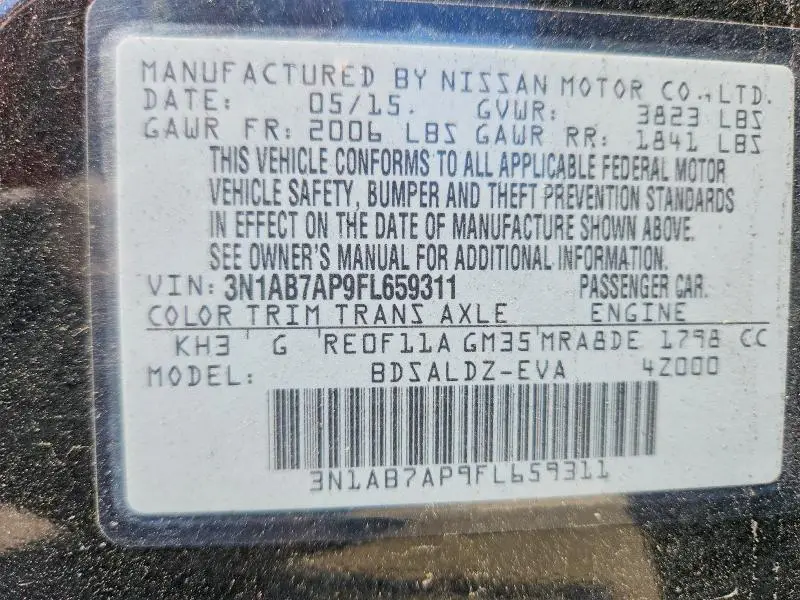 2015 NISSAN SENTRA SV  