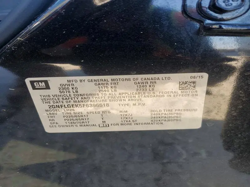 2015 CHEVROLET EQUINOX LT  