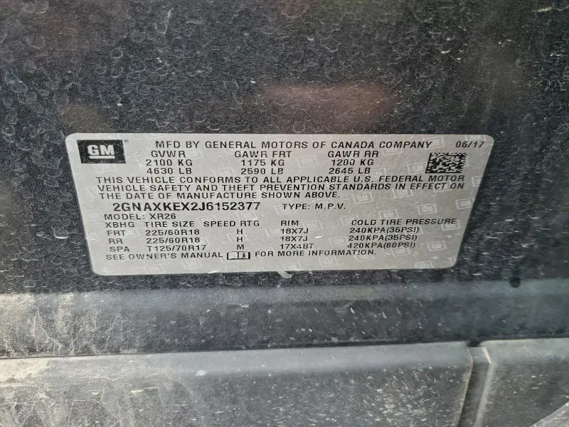 2018 CHEVROLET EQUINOX LT  